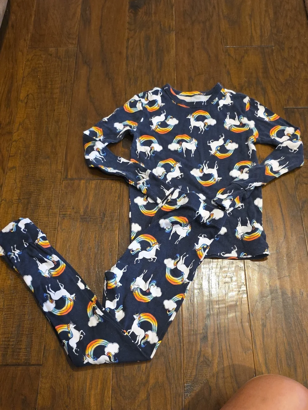 GAP Organically Grown Cotton Navy Unicorn & Rainbow Kids Pajama Set Size 8